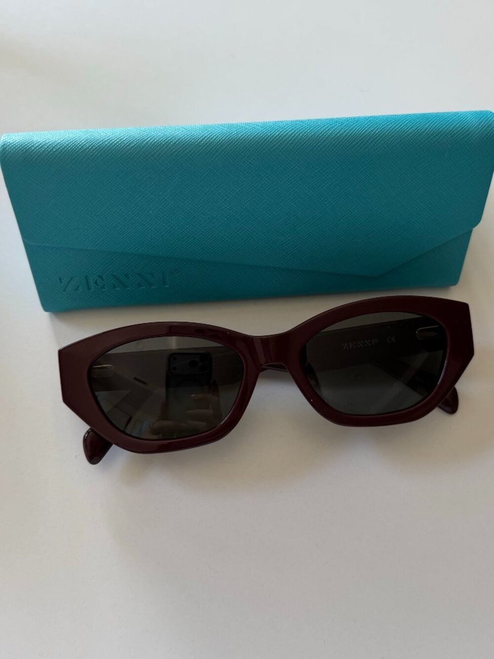 NWT Zenni Burgundy Cat Eye Sunglasses with Case